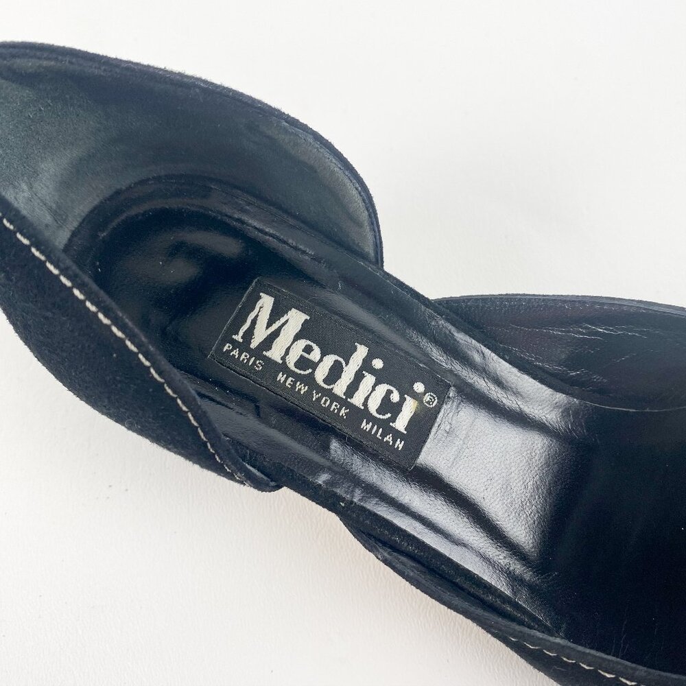 MEDICI Women's Black Suede and White Stitched Heels Pumps Size 8M - Picture 9 of 10